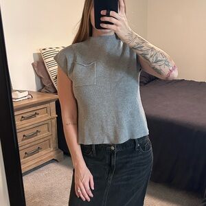 Gray Sleeveless Knit Top